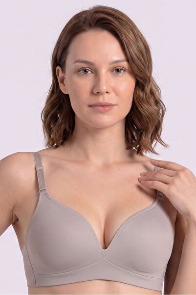 OBJE Women's Gray Laser Cut Gathering Bra