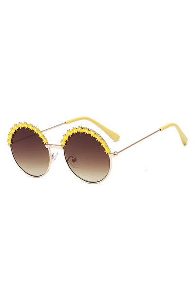 EFAYN.RO Ochelari de soare pentru fetite, model rotund accesorizat cu florice...