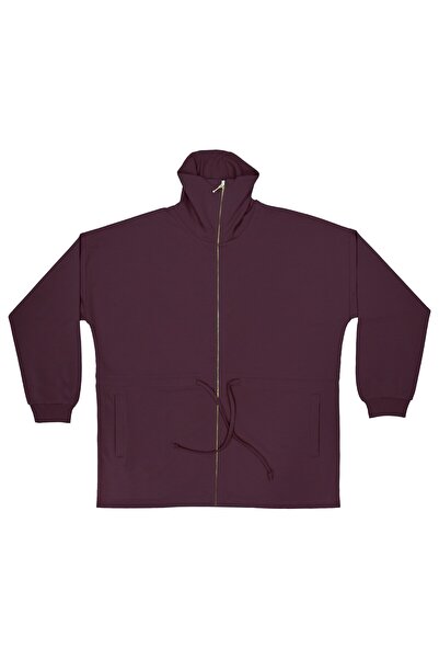 OrganicKid Dusty Rose Kadın Bordo Fermuarlı Ceket