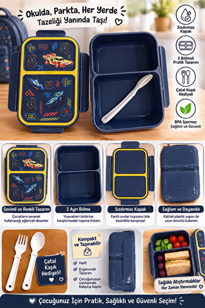 MUZEKO LUNCH BOX MZK884 LACİVERT GIDAYA UYGUN PLASTİK İÇ BÖLÜMLER SIZDIRMAZ K...