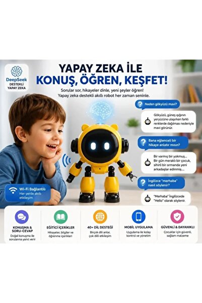 TTT Yapay Zeka Robot Oyuncak - Konuşan Robot - Wi-Fi Uygulamalı - Çocuklar İç...