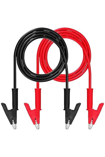 ELECDON مجموعة أسلاك اختبار كهربائية بمشابك التمساح، 2 قطعة، أسلاك توصيل 15 أ...