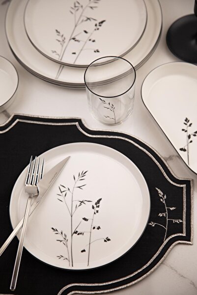 Rani Mobilya Rani Home Yemek Takımı (27 Parça) Beyaz Siyah HG-6908