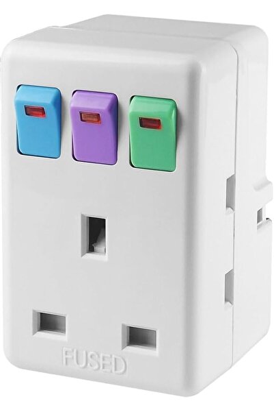 SYOSI 3 Way Plug Adapter UK, Multi Plug Adapter Socket Universal Travel Adapt...