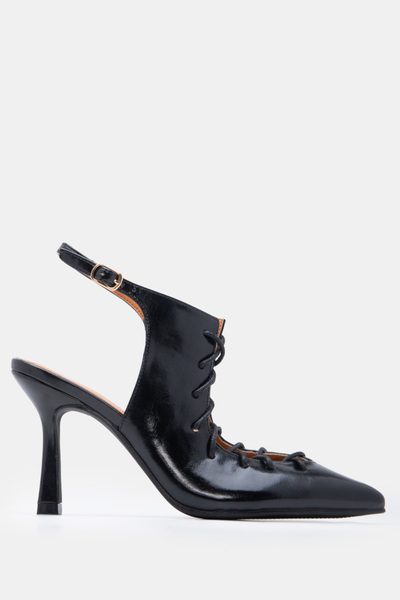 Luigi Μυτερές γόβες slingback με κορδόνια - Μαύρες - 39