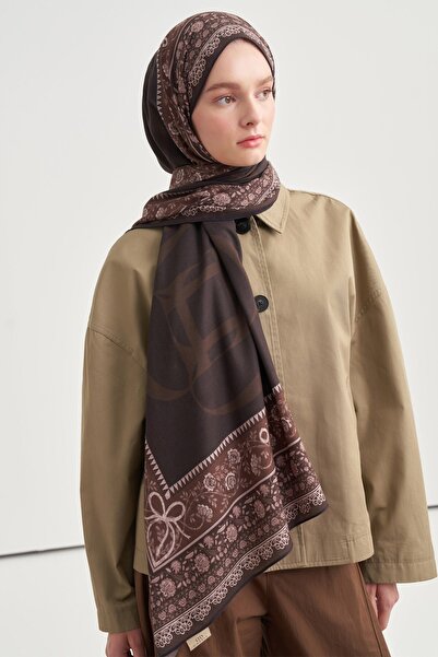 carell Seraye Pattern Norena Wool Shawl Brown