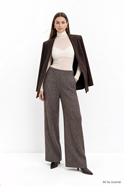 Rays Pantaloni Palazzo cu picior larg 4051 Maro