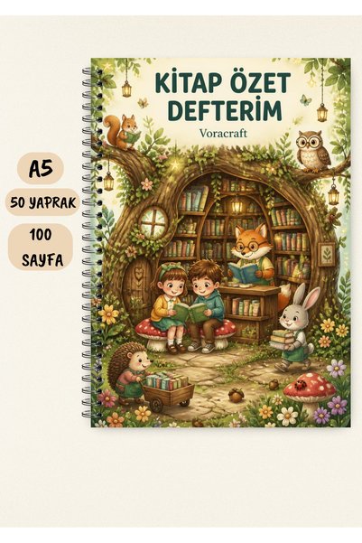 VORACRAFT Çocuk Kitap Özeti Defteri A5 50 Yaprak 100 Sayfa Tel Spiral KT00014