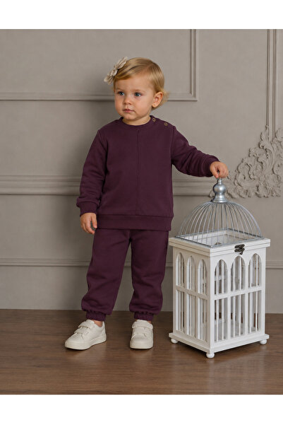 OrganicKid Dusty Rose Kız Bebek Bordo 2'li Takım