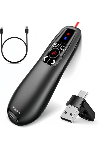 MilaTech جهاز عرض لاسلكي قابل لإعادة الشحن، نطاق 2.4 جيجاهرتز 30 م، USB نوع س...