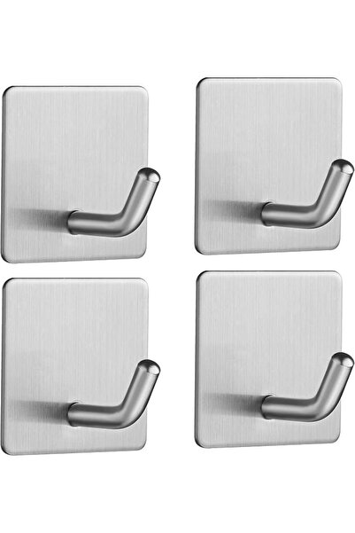 JSYES JS Self Adhesive Towel Hooks Heavy Duty 4 Pack Silver
