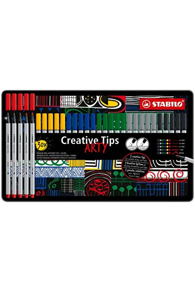 Stabilo Creative Tips, 6 culori mix 1 x 0.2, 0.4, 0.7, 1 mm, brush, 30 bucati...