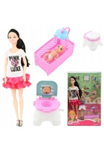 Skleplolki Set păpușă mamă și bebeluș cu pătuț și accesorii