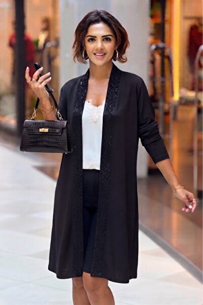 Nevin Kaya Moda Black Bordered Cardigan