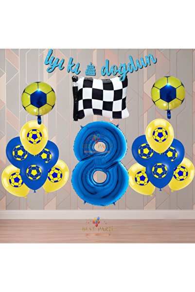 BEST PARTİ Best Yellow-Navy Blue Football Fan-Themed Birthday Party Set Age-8