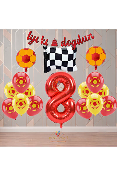 BEST PARTİ Best Yellow-Red Football Fan-Themed Birthday Party Set Age-8