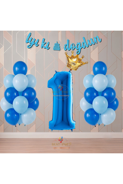 BEST PARTİ Best Blue Color Themed Numbered Birthday Party Set Age-1