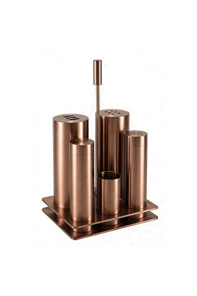 ZERR Beşli Paslanmaz Tuzluk-Baharatlık Takımı, Bronz Renk (ZM-500 BRONZ)