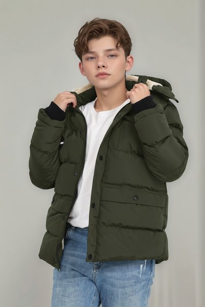 Ricalena Boys' Winter Thick Dense Fiber Filled Hooded Comfortable Stylish Boys' Winter Coat for Ages 4-15