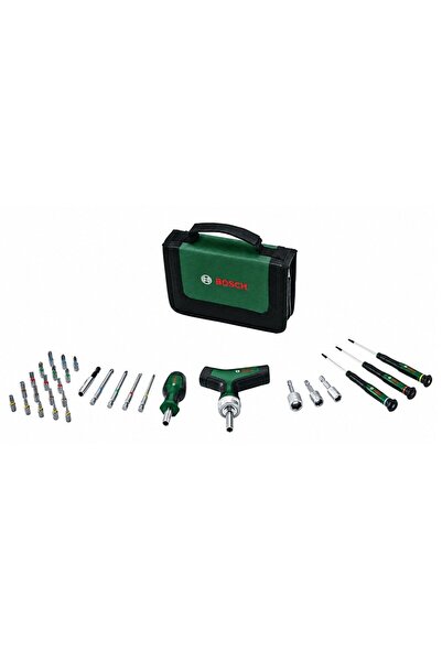 Bosch 1600A039HX T Saplı Bits Uyumlu Cırcırlı ve Klemens Tornavida Seti 31 Parça
