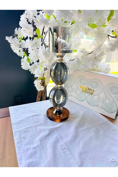 Mikasa Moor Füme Amber Geometrik Kristal Mumluk 12x14 cm