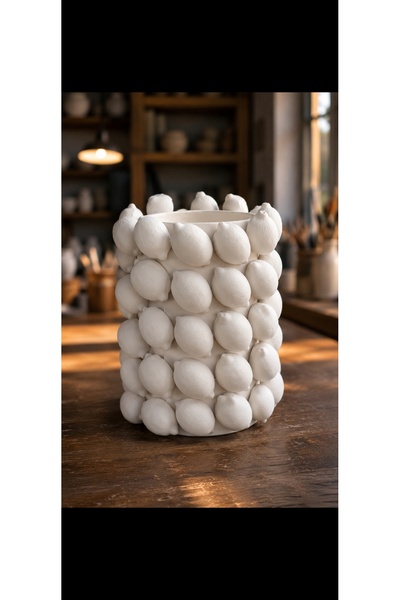 Perazayn Workshop Vazosu Limon Temalı 20 cm DIY Kendin Boya
