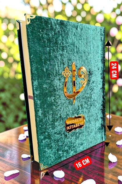 Medrese Kitab Evi 6 ÖZELLİK YEŞİL KADİFE KAPLI ORTA BOY 16X24 KURANI KERİM VE...