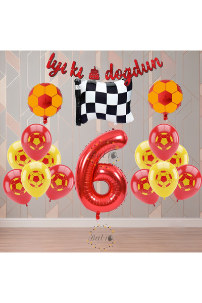 BAL10 DÜNYASI Bal10 Yellow-Red Football Fan Themed Birthday Party Set Age-6