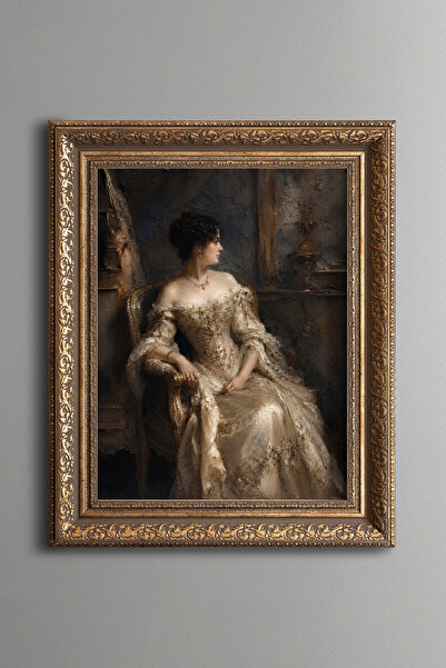 epiqart Elegant Woman - Vintage Patterned Painting - Thick Model