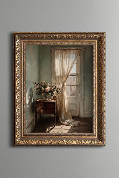 epiqart Roses in Front of the Door - Vintage Patterned Painting - Thick Model