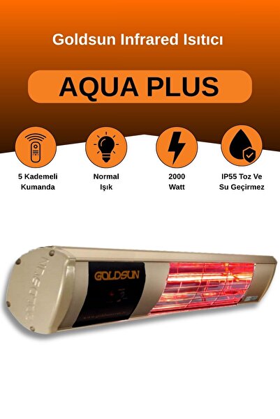 Aqua Plus 2000 Watt GSA20P Kumandalı Suya Dayanıklı Elektrikli İnfrared Isıtıcı-Bej