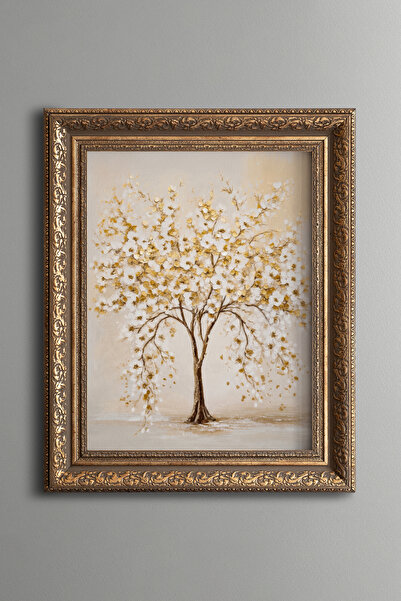 epiqart White Flowering Tree - Vintage Patterned Painting - Thick Model