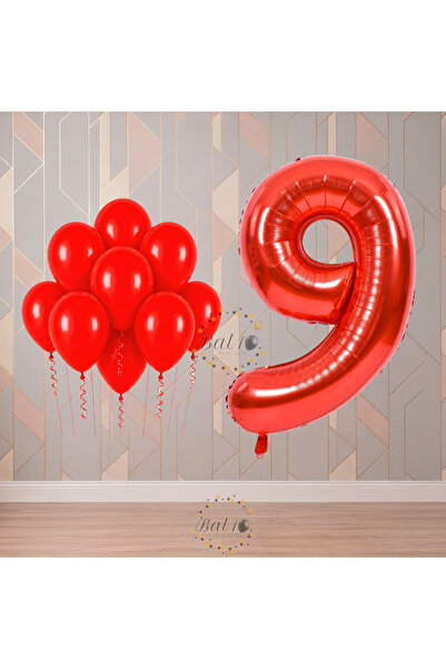BAL10 DÜNYASI Bal10 9 Year Old Red Themed Birthday Party Set