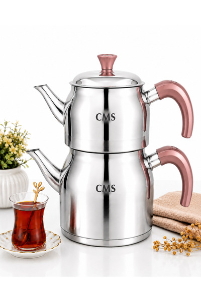 CMS MUTFAK EŞYALARI CMS Sare Aile Boy Gül Kurusu Çaydanlık 4.5 Litre