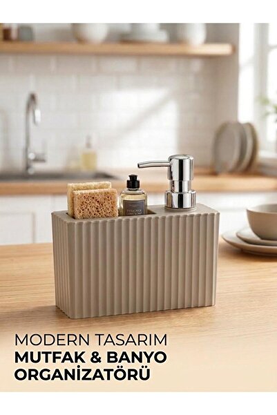 Generic Brand Modern Striped Kitchen Countertop Liquid Soap Dispenser and Spo...