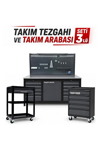 TAKPOWER Takım Tezgahı ve Takım Arabası Premium Atölye Seti Antrasit