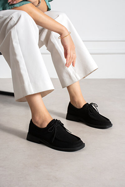 KM shoes Kadın Vizon Süet Bağcıklı Casual Kalın Taban Loafer Ayakkabı