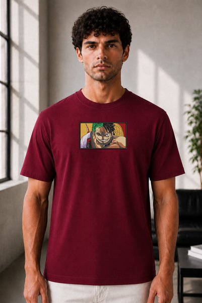 FAUNION Unisex Oversize One Piece Monkey D. Luffy and Roronoa Zoro Embroidere...