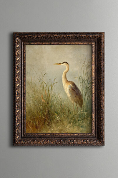 epiqart Egret Bird - Vintage Patterned Painting - Thick Model
