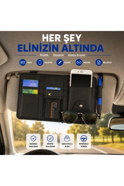 coofbe In-Car Sun Visor Organizer Wallet Multi-Compartment Phone Glasses Card Pen Holder Auto Organizer