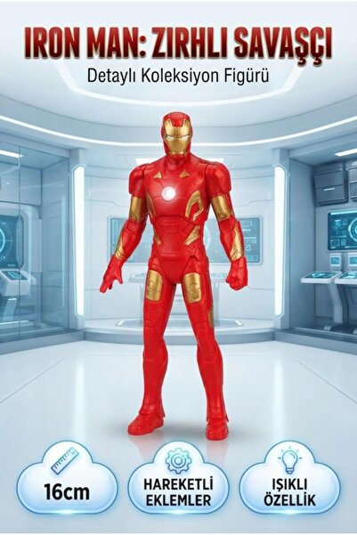 Tıfıl Toys Iron Man Zırhlı Savaşçı Detaylı Figürü 16 CM Işık Özellikli Figür ...