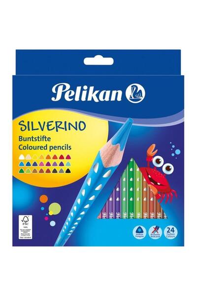 Pelikan Цветни моливи Silverino, лакирани, триъгълни, комплект от 24 броя