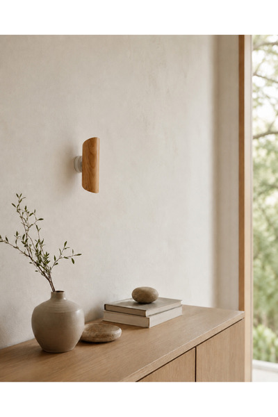 Baz Aydınlatma Wind Oak Oak Wood Veneer Double-Way Wall Sconce Gu10 Bulb Included 3000K Warm White