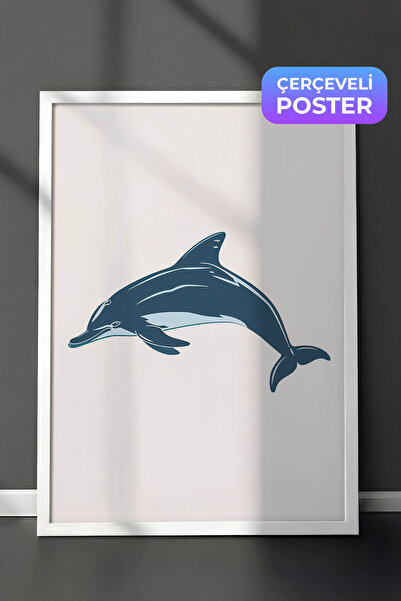 Zestia Bela uokvirena minimalistička zidna slika, delfin, dečija soba, br: 20583