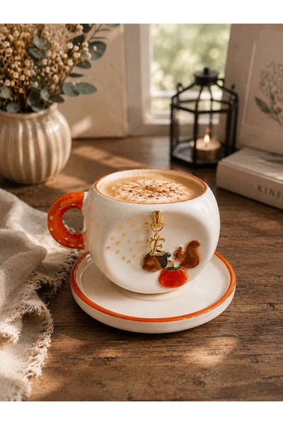 Ceresshop Handmade Autumn-Themed Ceramic Mug 240ml (Specify the Letter You Wa...