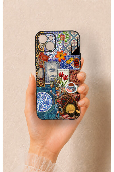 Vip Case iPhone 14 Plus/15 Plus Uyumlu Osmanlı ve Türk Kültürü Desenli Siliko...