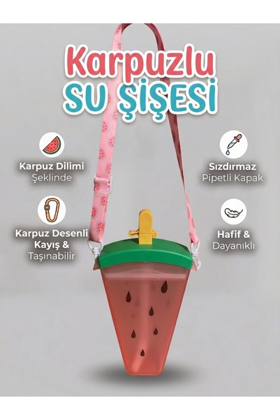 MYÖZYURT Sevimli Meyveler Serisi Askılı Matara - Sızdırmaz Pipetli Çocuk Su Ş...