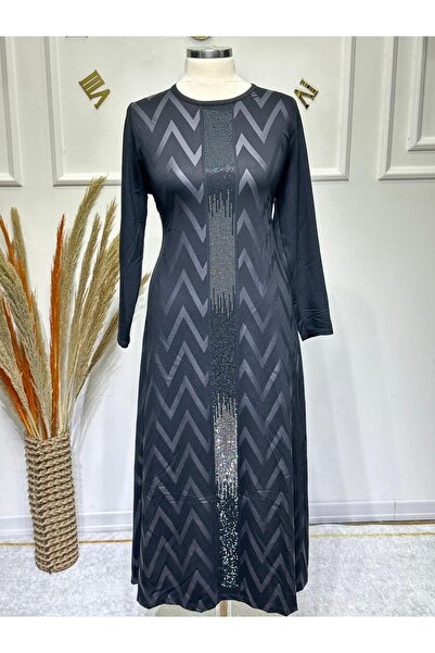 ModaMinar Women's New Season Plus Size Stone-Embellished Dress