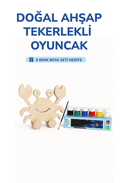 212toyzz Wooden Crab Toy Natural Handmade Paintable Educational Toy + 6-Piece...