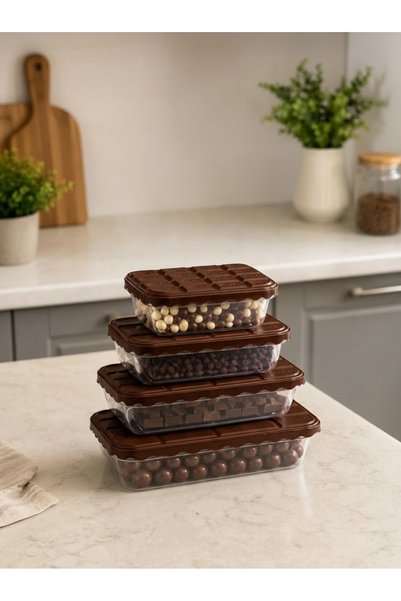 Dem Home 4-Piece Storage Container with Chocolate Cover Pattern - Multi-Purpose Storage Container